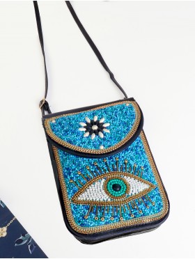 Hand-made Beaded Faux Leather Mini Purse